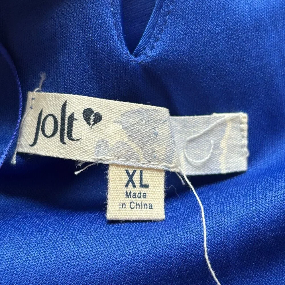 Jolt Women NEW Satin Mini Halter Dress Party Holiday Club Rave Blue Size XL J143 - Picture 11 of 13